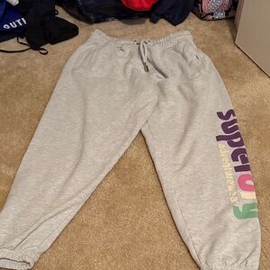 Superdry Light Gray Joggers with Multicolor Logo